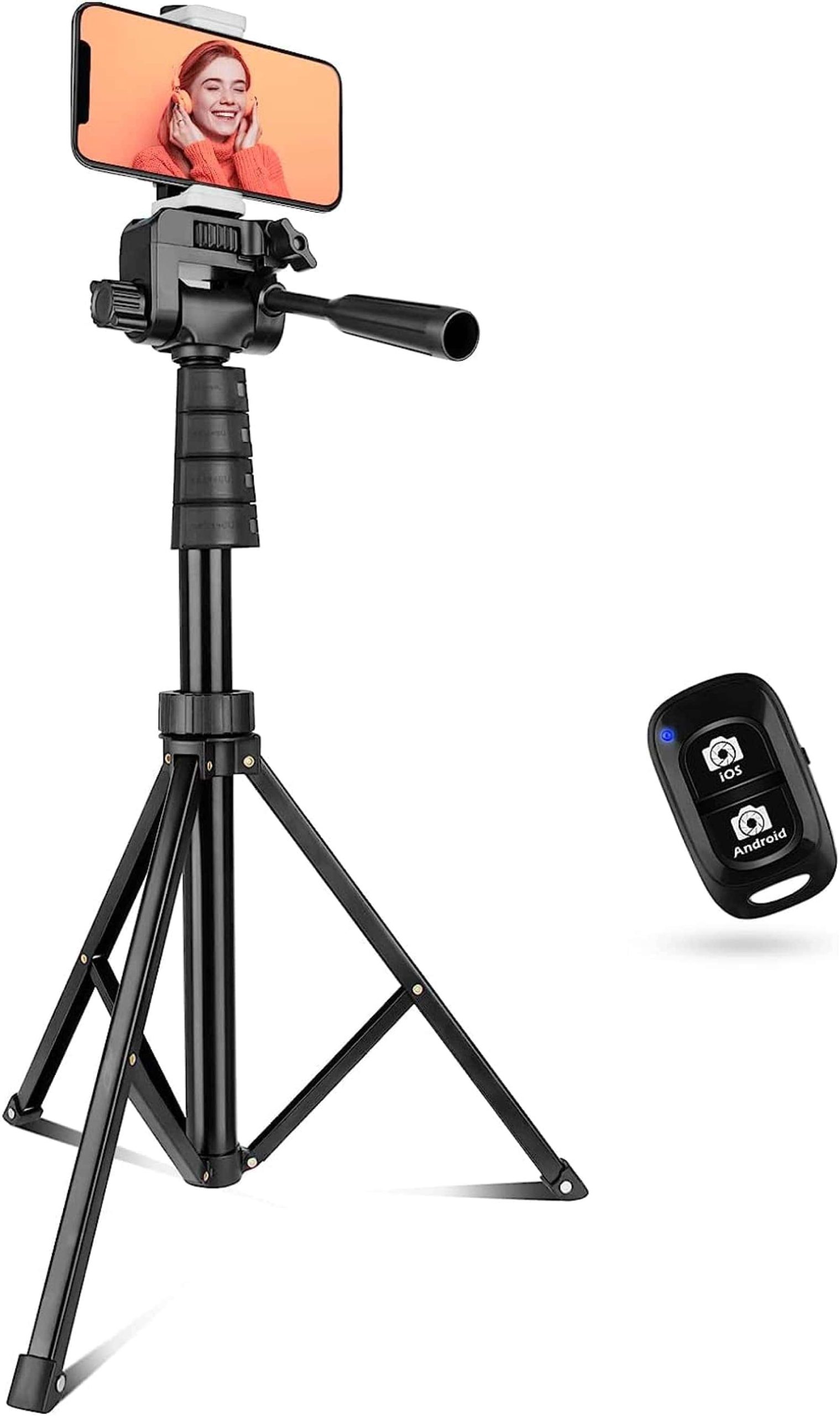 phone on tripod with remote
